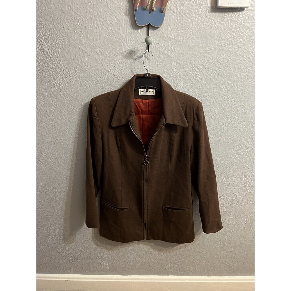 Dumas Women's Brown Zip Up Coat‎ Size 8 Wool